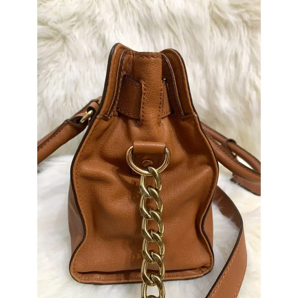 MICHAEL KORS Luggage Tan Pebbled Leather Vintage HAMILTON Lock Satchel - MINT!